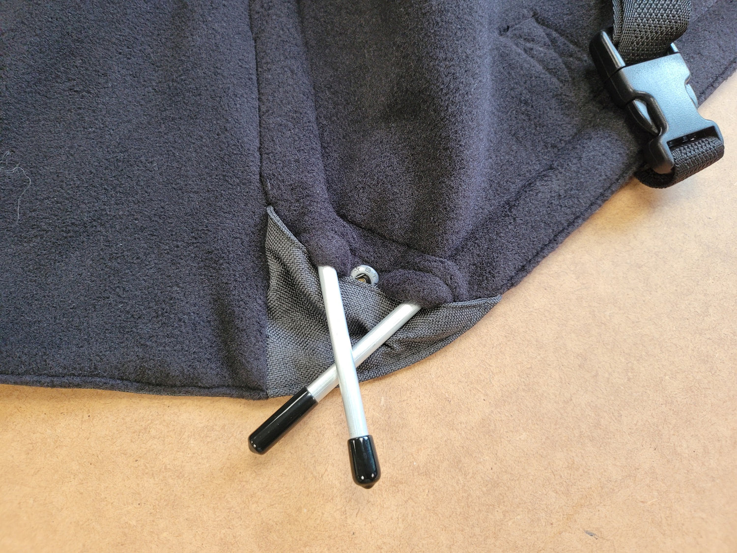 Car Cube showing stiffening rods that are removeable for washing