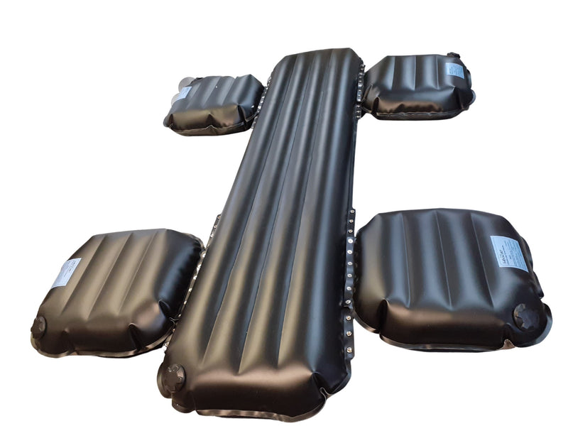 Inflatable spine cushion and four leg support cushions for large animal and equine surgery