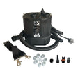 Black air pump with accessories on a white background for equine inflatable mattresses 