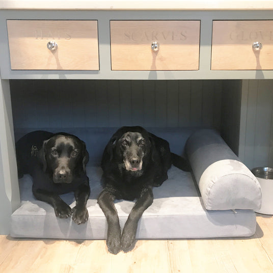 Bespoke orthopaedic dog bed with back and side bolsters