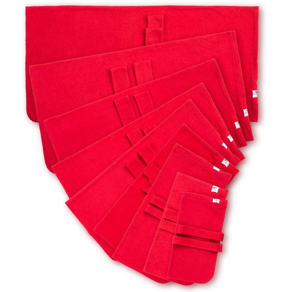 Dog drying coat from Dogrobes in nine sizes - red